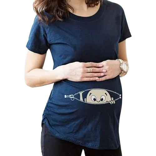2018 New Comfortable Casual Baby Peeking Out Summer Short Sleeve T-shirt for Pregnant