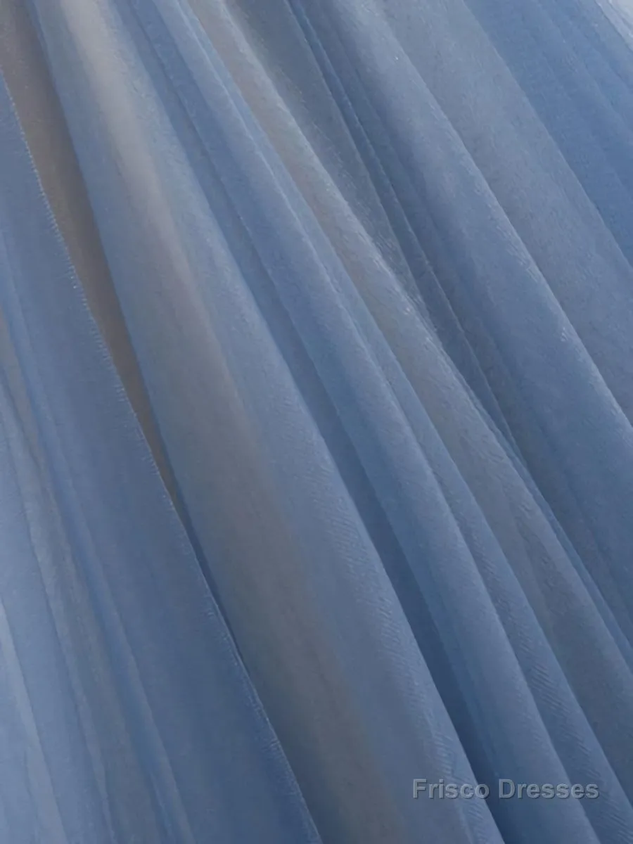A Line Sleeveless Floor Length Blue Prom Dresses, Blue Long Formal Bridesmaid Evening Dresses
