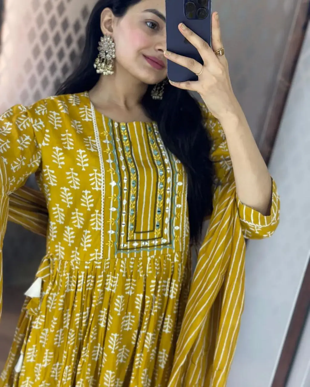 Beautiful Party Wear Cotton Anarkali Suit