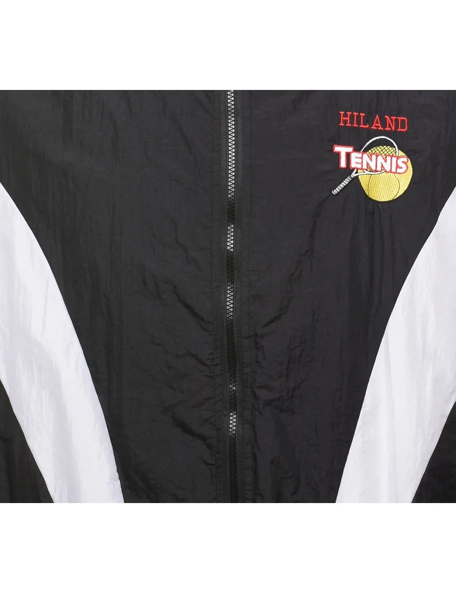 Black & White Hiland Tennis Nylon Jacket - L