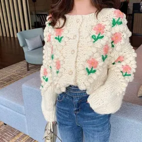 Boho Top - Floral Beaded Cardi