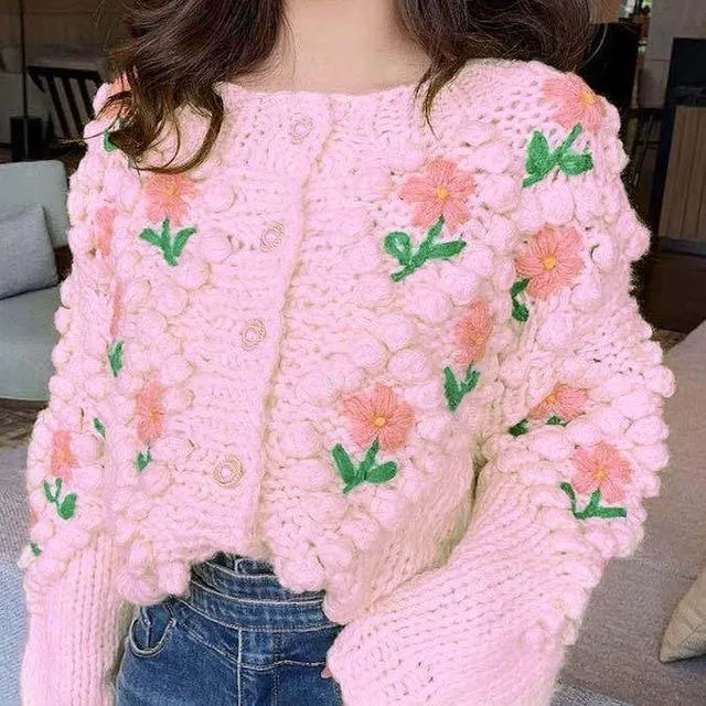 Boho Top - Floral Beaded Cardi