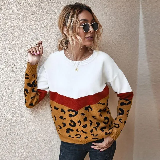 Boho Top - Leopard Knitted Sweater