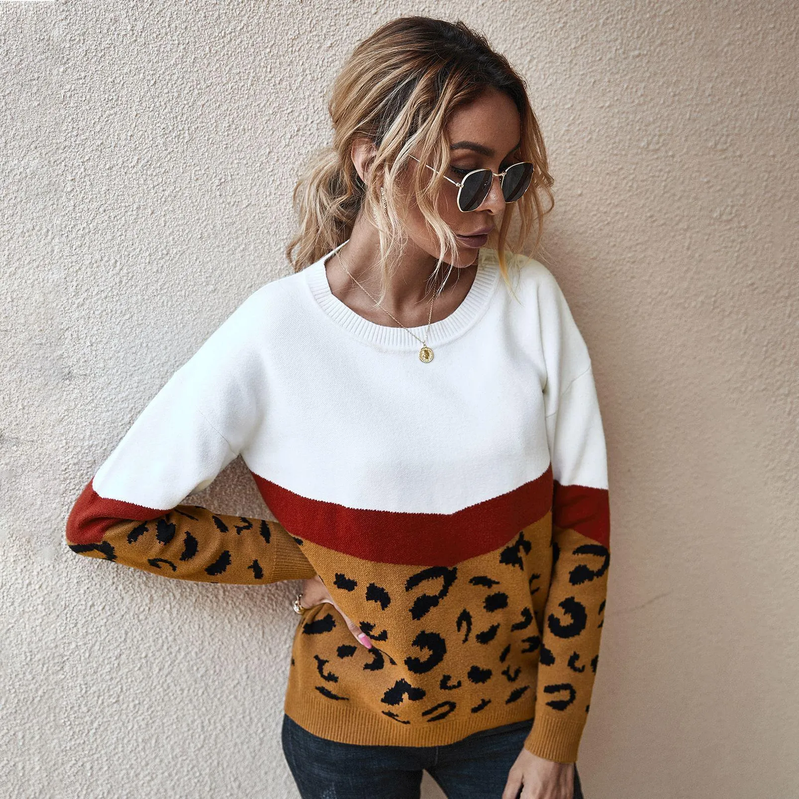 Boho Top - Leopard Knitted Sweater