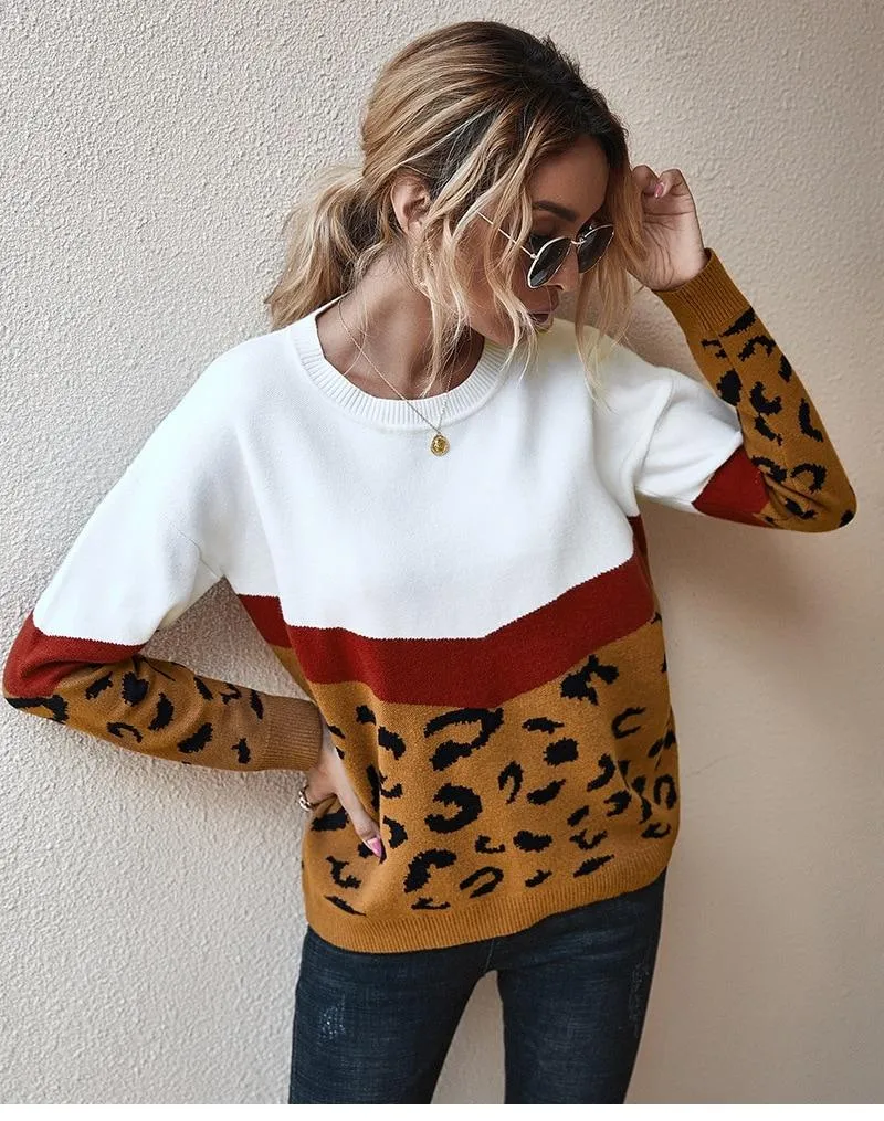 Boho Top - Leopard Knitted Sweater