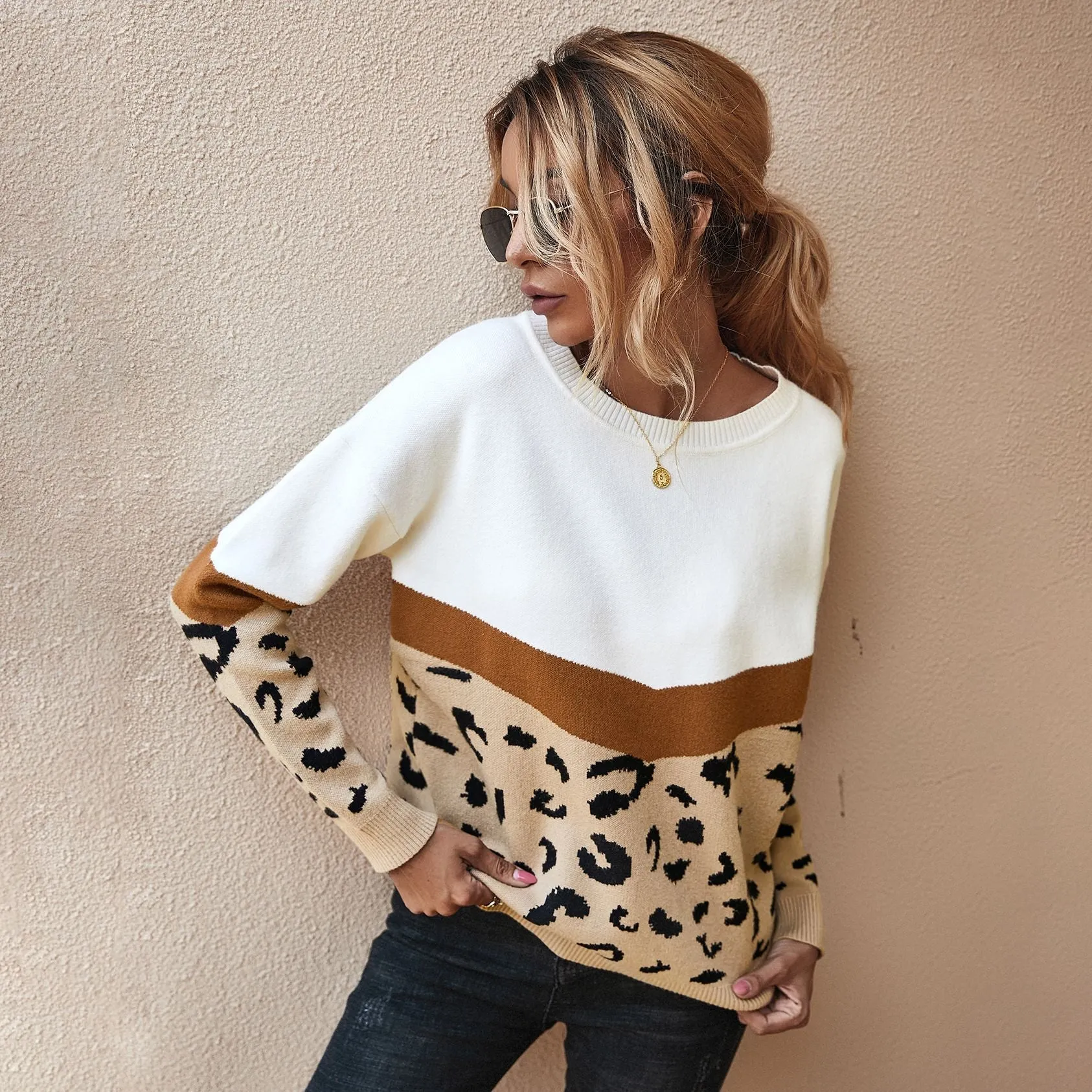Boho Top - Leopard Knitted Sweater