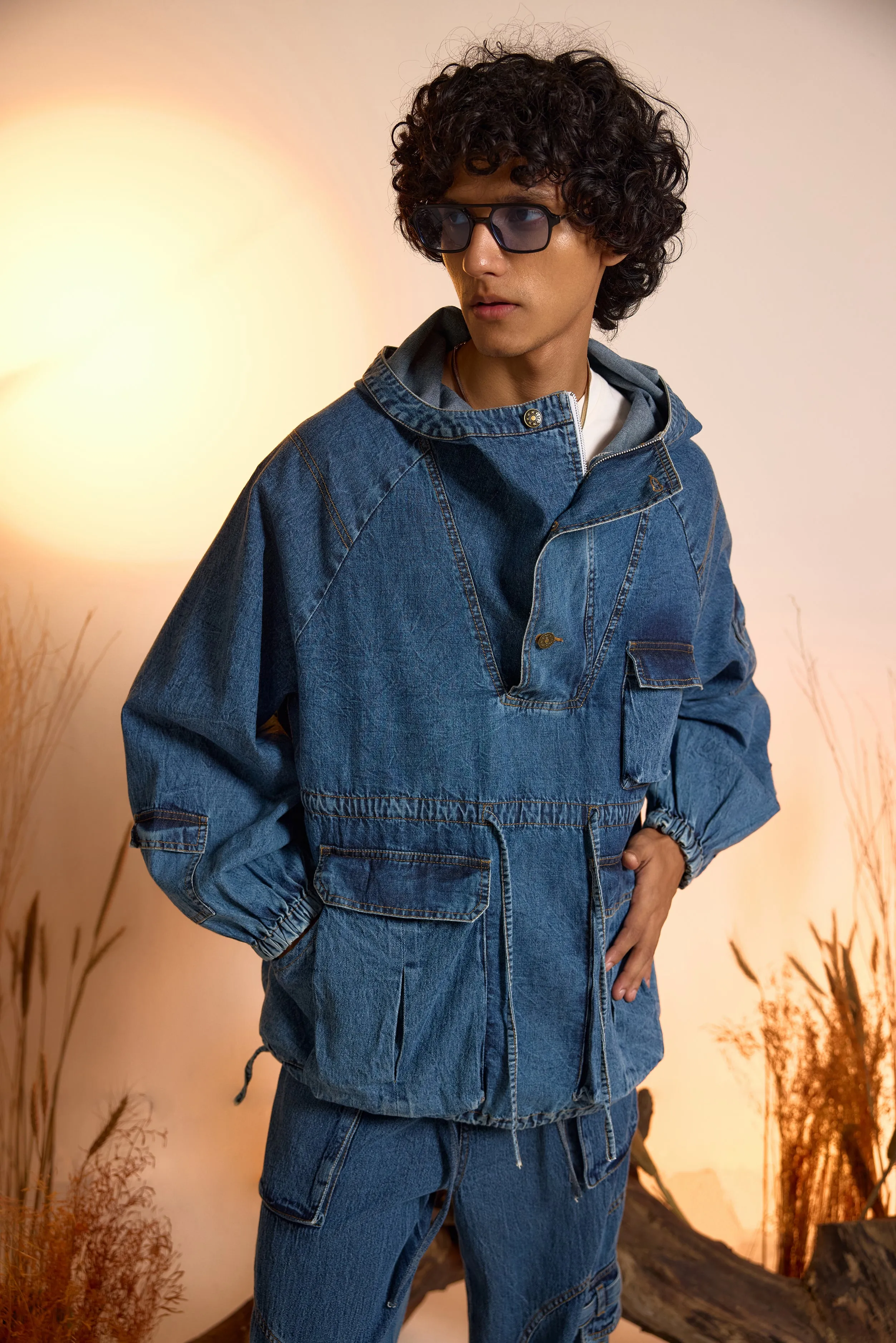 Drifter Denim Oversized Hoodie-Men