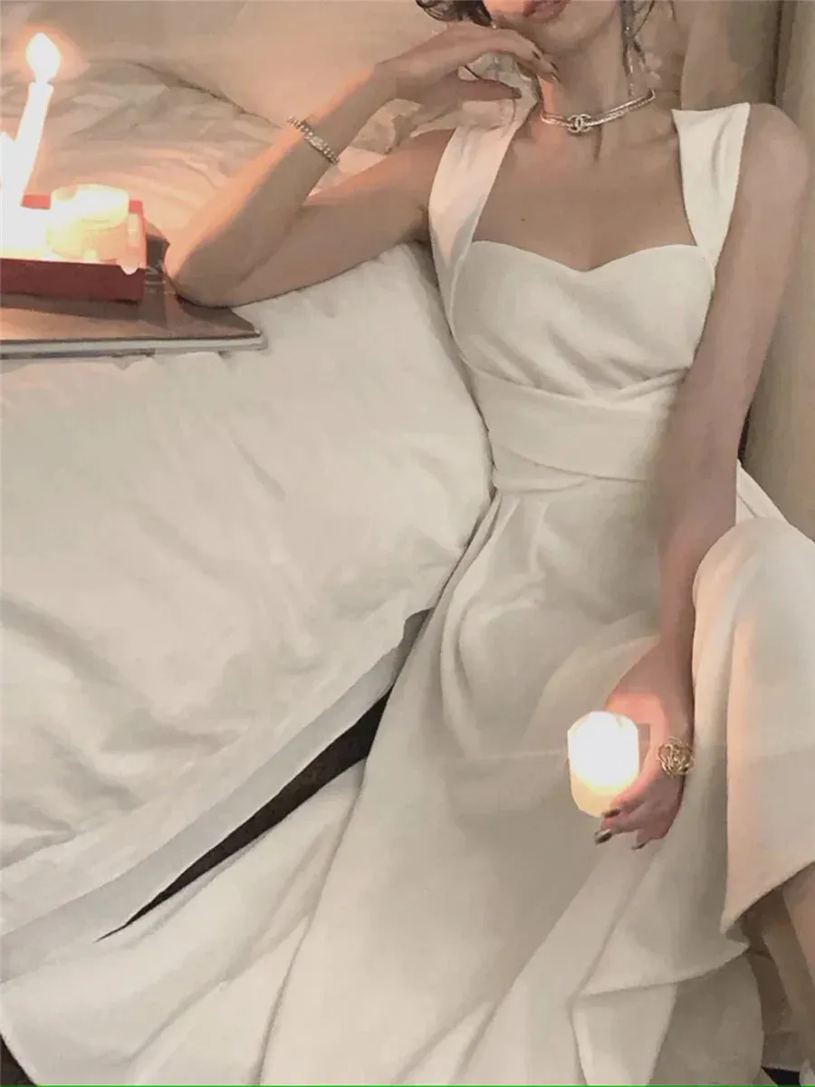 Formal Wear Dresses Elegant White A-Line Midi Length Party Dress Prom Dresses Shops Formal Women's Dresses