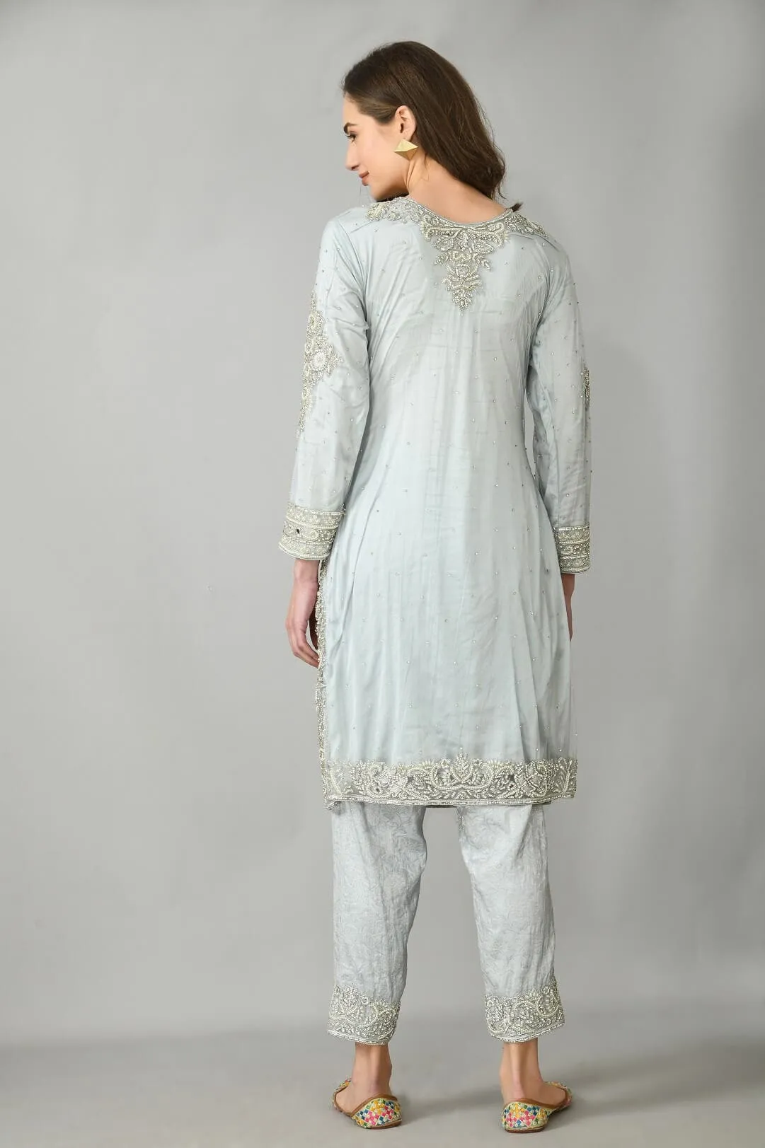 Grey Mirror Work Suit