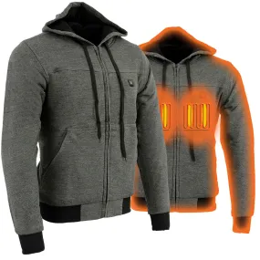 Nexgen Heat NXM1713SET Men's Fiery Heated Hoodie - Grey Zipper Front Sweatshirt Jacket for Winter w/Battery Pack