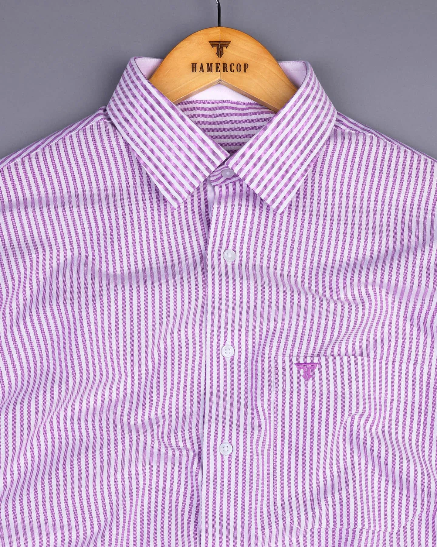 Pacific Purple Bengal Stripe Oxford Cotton Designer Shirt
