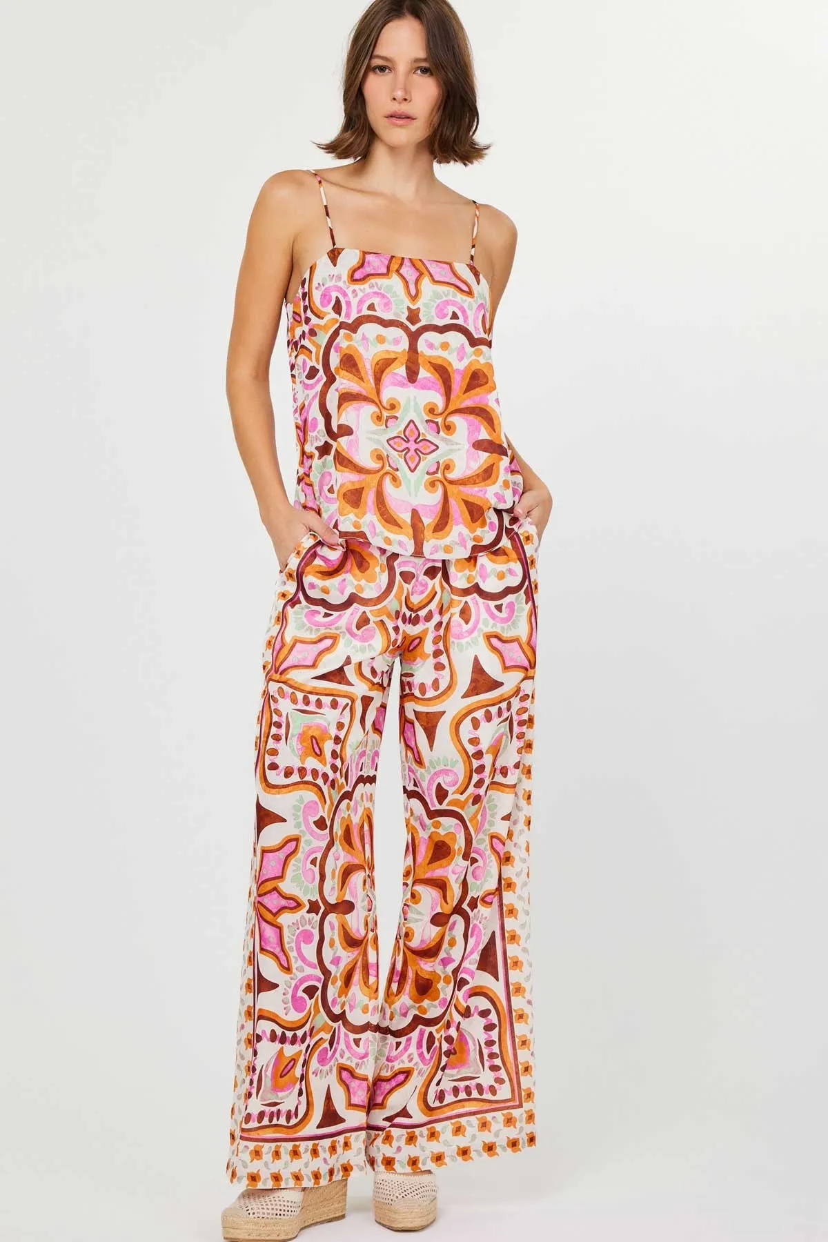 Printed Wide Leg Pant