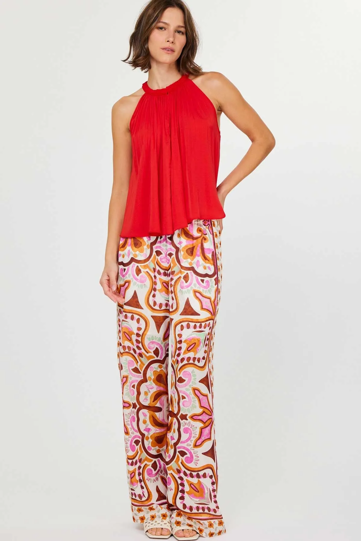 Printed Wide Leg Pant