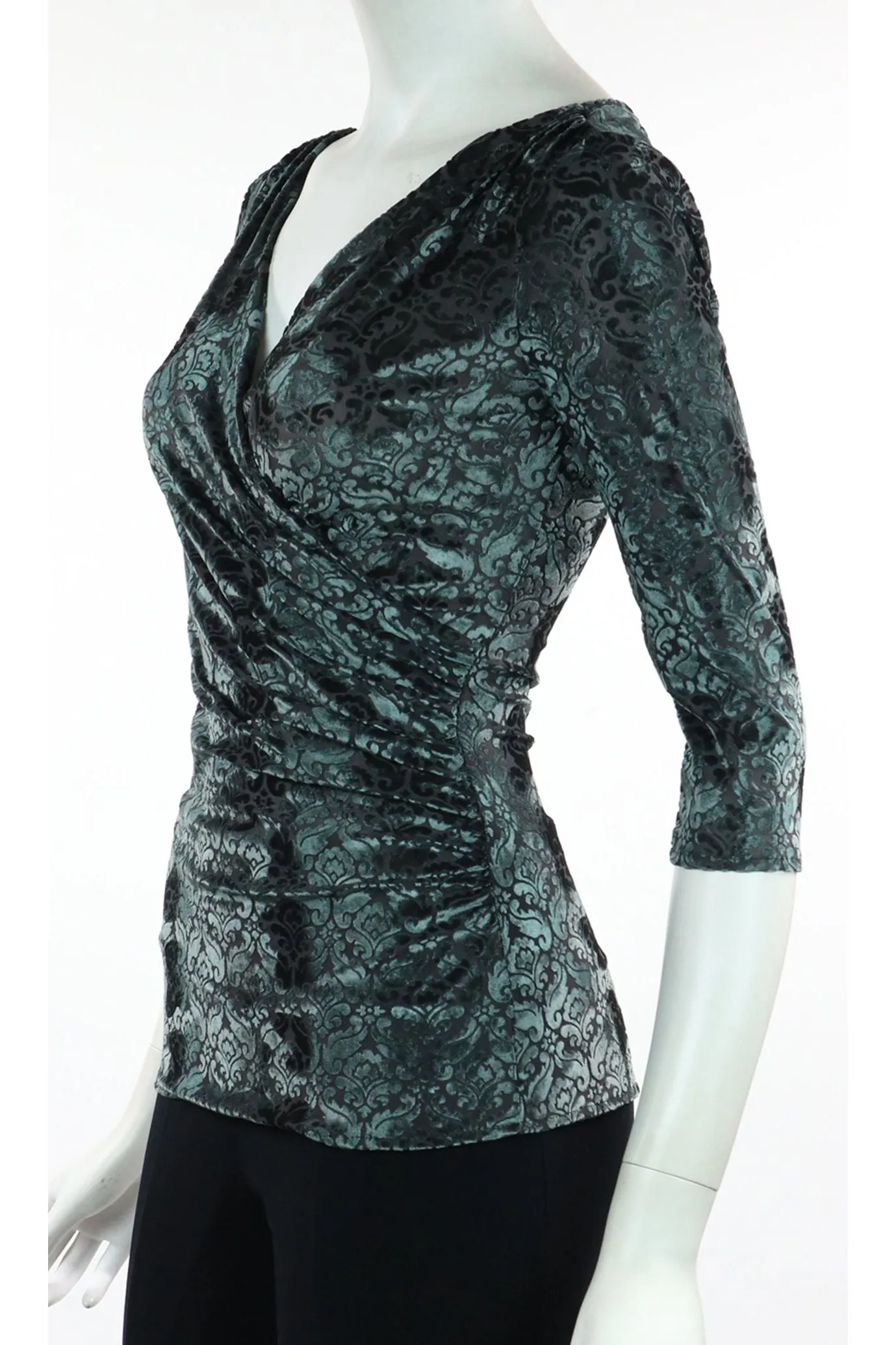 TOSCA Crossover Velvet Top Sage
