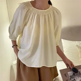 ZANZEA Women Round Neck Tops Casual Plain Pleated Tee Shirt Blouse Pullover 5XL S4733319